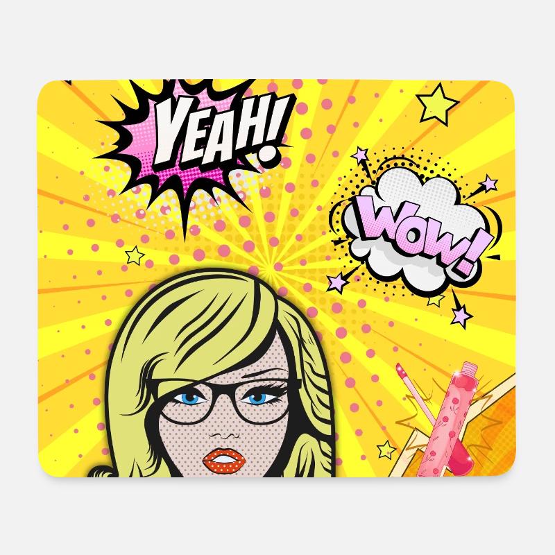 Pop-Art-Wow - Mousepad (Querformat) - Weiß