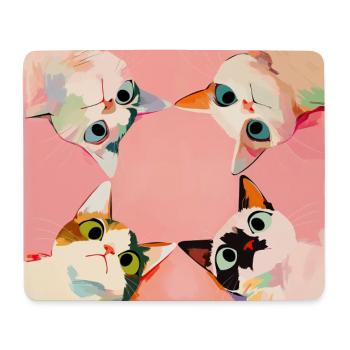 Vier Katzen im Kreis | Pastell Kawaii Motiv - Mousepad (Querformat) - Weiß - Vorne