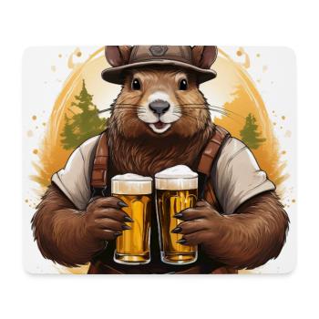 Beaver with beer - Mouse Pad (horizontal) - white - Front