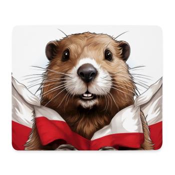 Beaver Poland Flag - Mouse Pad (horizontal) - white - Front