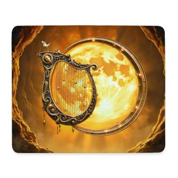 Golden Moon and Ornamental Harp - Mouse Pad (horizontal) - white - Front