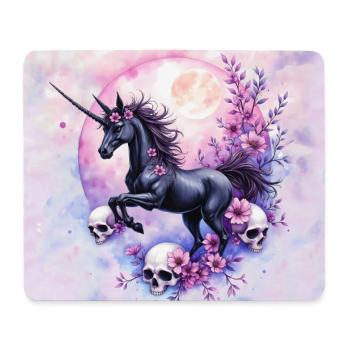 Licorne lunaire avec des fleurs et des crânes - Tapis de souris (format paysage) - blanc - Devant