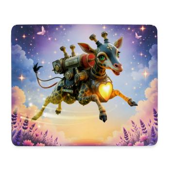 Girafe fusée avec cœur - Tapis de souris (format paysage) - blanc - Devant