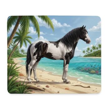 Ein Abaco Barbe-Pferd und eine bahamaische Landschaft - Mousepad (Querformat) - Weiß - Vorne