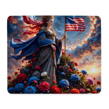 Floral goddess with American flag - Mouse Pad (horizontal) - white - Front