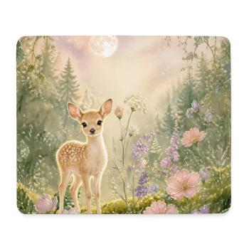 Cute Baby Deer in Enchanted Forest – Whimsical - Mousepad (Querformat) - Weiß - Vorne