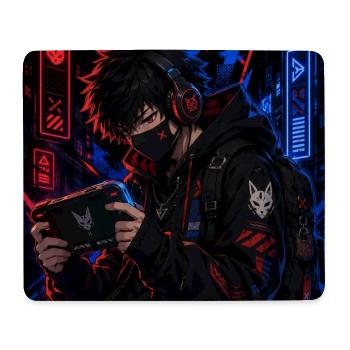 Neon Street Gamer in Anime Style - Mouse Pad (horizontal) - white - Front