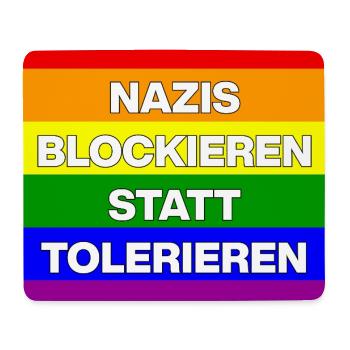 NAZIS BLOCKIEREN STATT TOLERIEREN, NO NZS, NO AFD - Mousepad (Querformat) - Weiß - Vorne