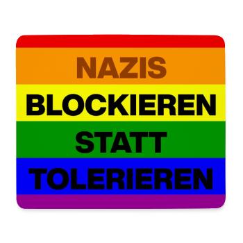 NAZIS BLOCKIEREN STATT TOLERIEREN, NO NZS, NO AFD - Mousepad (Querformat) - Weiß - Vorne