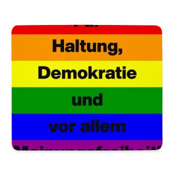 FÜR HALTUNG, DEMOKRATIE UND MEINUNGSFREIHEIT! - Mousepad (Querformat) - Weiß - Vorne