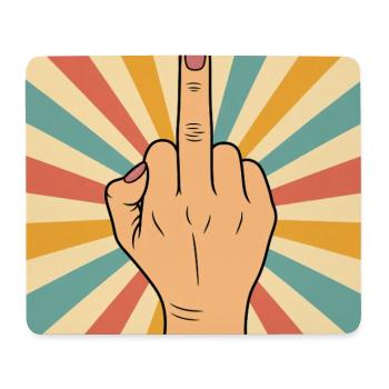 retro_mittelfinger_frau - Mousepad (Querformat) - Weiß - Vorne