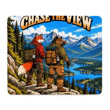 Fuchs und Wildschwein auf einer Wanderung – Wildes Abenteuer - Mousepad (Querformat) - Weiß - Vorne