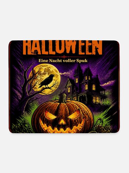 Halloween Comic Kürbisnacht Spukhaus Kürbis Rabe - Mousepad (Querformat) - Weiß