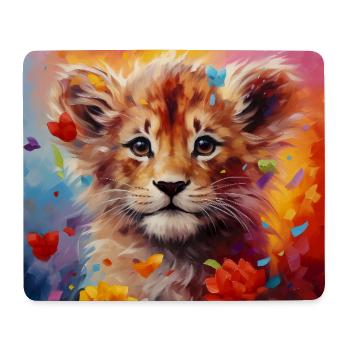 Löwenbaby – buntes Tiermotiv - Mousepad (Querformat) - Weiß - Vorne
