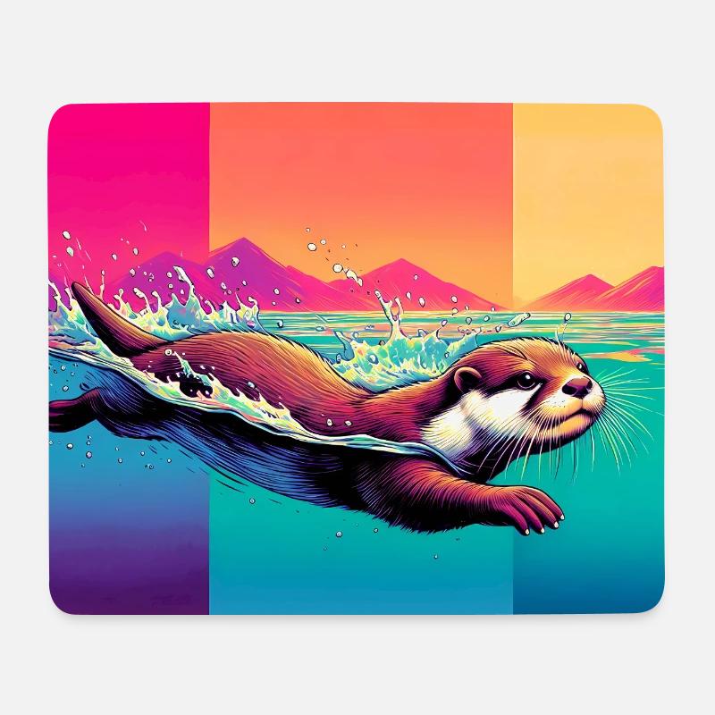 Otter - Mousepad (Querformat) - Weiß