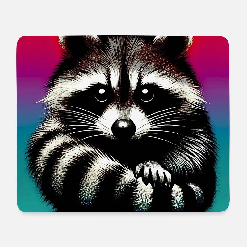 Waschbär - Mousepad (Querformat) - Weiß