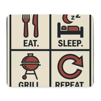 Essen, schlafen, Grill Wieder anfangen, Barbecue - Mousepad (Querformat) - Weiß - Vorne