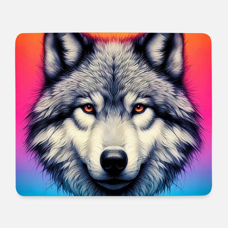 Wolf - Mousepad (Querformat) - Weiß