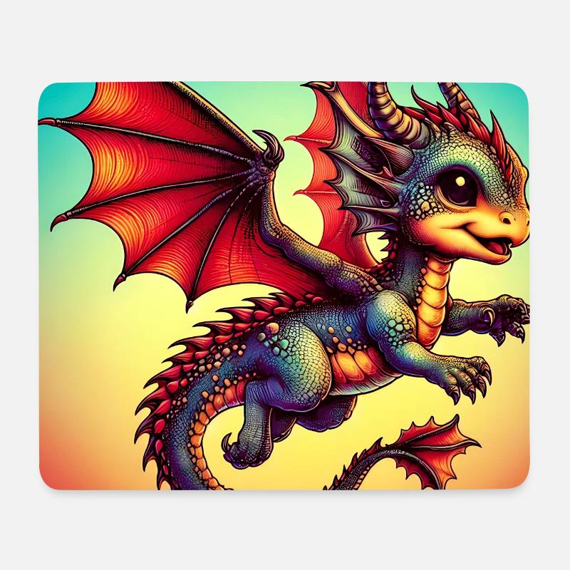 Drache - Mousepad (Querformat) - Weiß