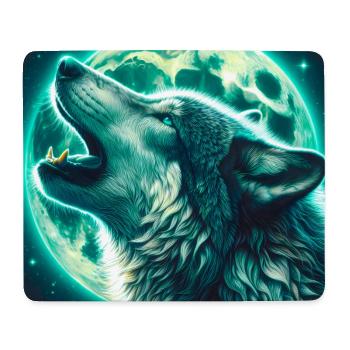 Wolf howls at the Full Moon - Mouse Pad (horizontal) - white - Front