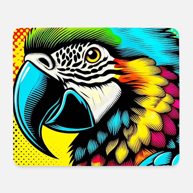 Papagei Pop Art - Mousepad (Querformat) - Weiß