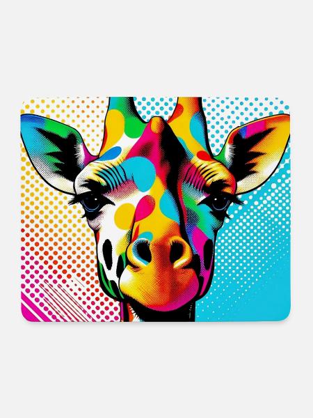 Giraffe Pop Art - Mousepad (Querformat) - Weiß