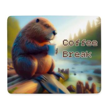 Pause-café castor - Tapis de souris (format paysage) - blanc - Devant