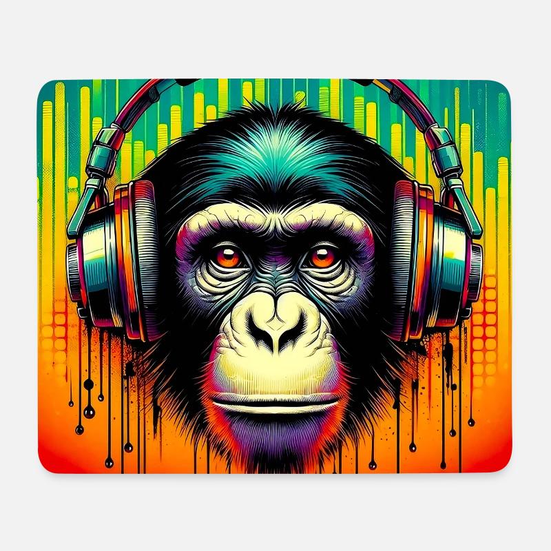 Schimpansen-Affe - Mousepad (Querformat) - Weiß