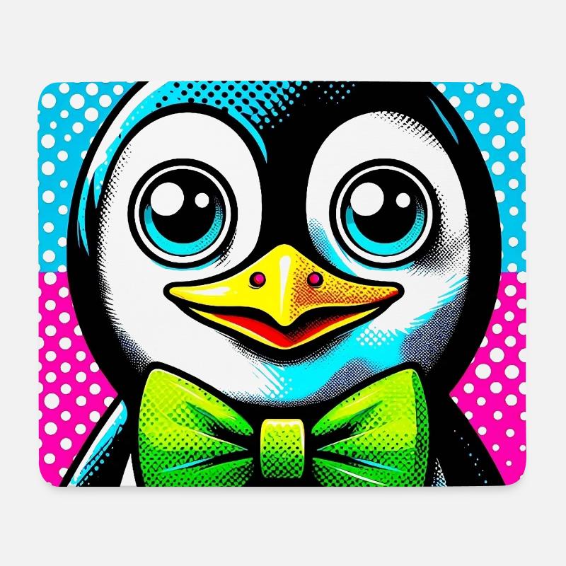 Pinguin mit Fliege Pop Art - Mousepad (Querformat) - Weiß