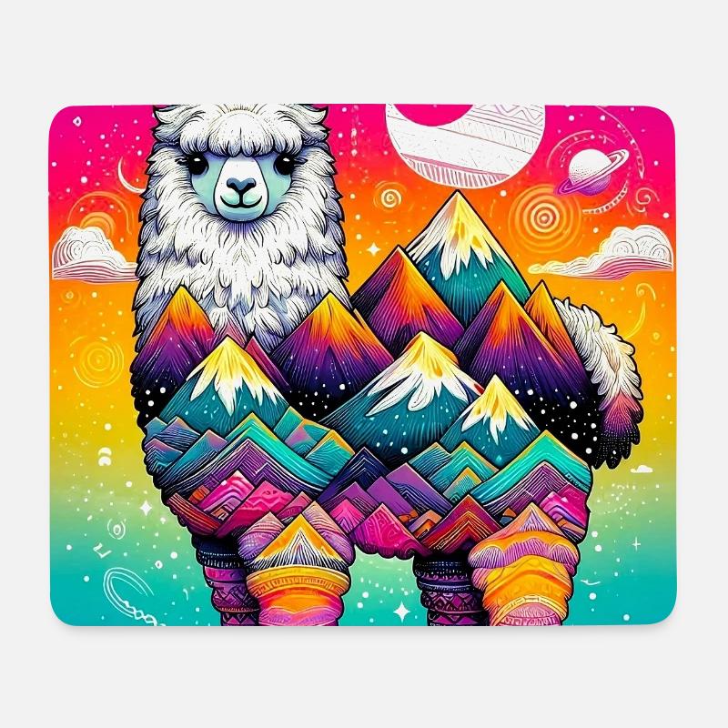 Alpaga - Tapis de souris (format paysage) - blanc
