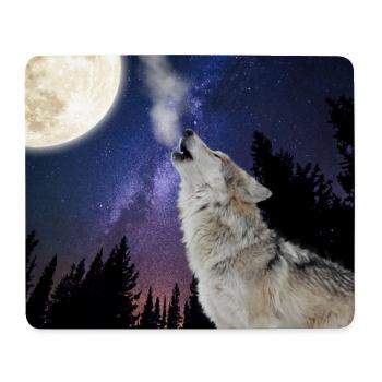 Wolf Howling At The Moon / Wolf Moon Night Sky Sta - Mouse Pad (horizontal) - white - Front