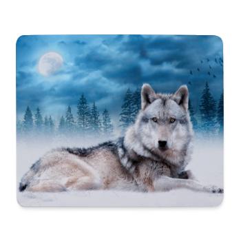 Einsamer Wolf / Wölfe Wolf Mond Mondschein Wildtiere - Mousepad (Querformat) - Weiß - Vorne
