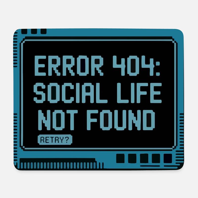 Retro 404: Sozialleben fehlt - Mousepad (Querformat) - Weiß