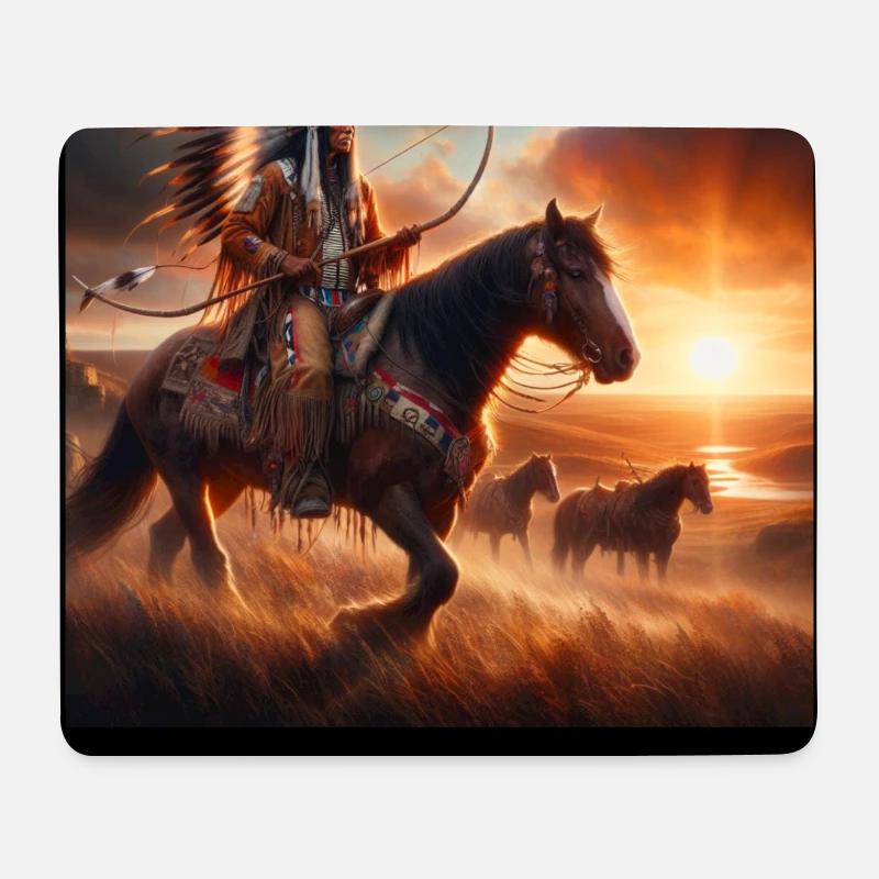 Art amérindien - Tapis de souris (format paysage) - blanc