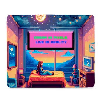 Dream in Pixels — Retro Room Pixel Art Zitat - Mousepad (Querformat) - Weiß - Vorne