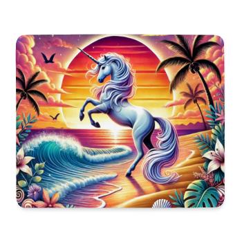 Sonnenuntergangsross am Tropenstrand - Mousepad (Querformat) - Weiß - Vorne