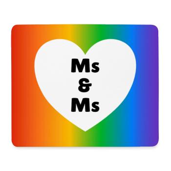 Frau & Frau Pride Heart on Rainbow – lesbische Hochzeit - Mousepad (Querformat) - Weiß - Vorne