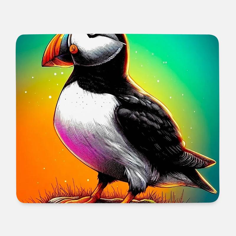 Papageitaucher - Mousepad (Querformat) - Weiß