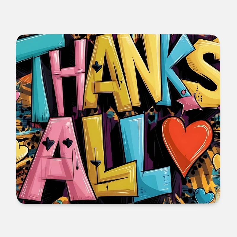Graffiti-Stil Dankeschön-Herz-Design - Mousepad (Querformat) - Weiß