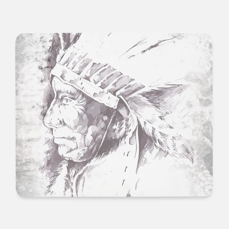 Einheimischer Häuptling der Grauen Feder - Mousepad (Querformat) - Weiß