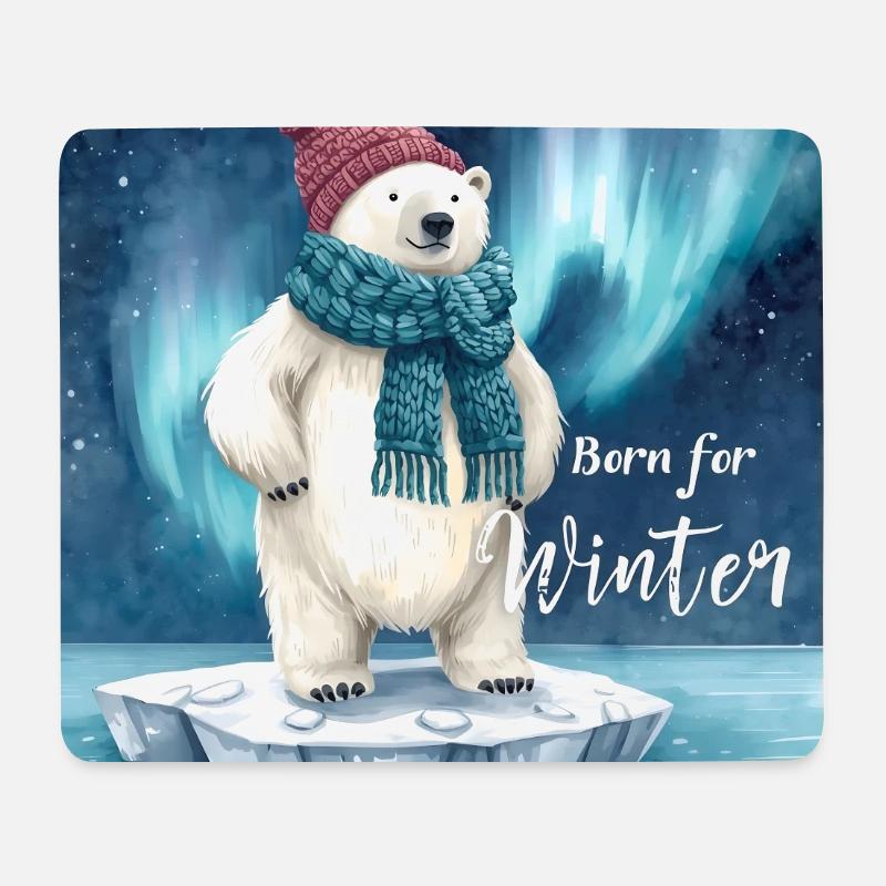 Geboren für den Winter Eisbär - Mousepad (Querformat) - Weiß
