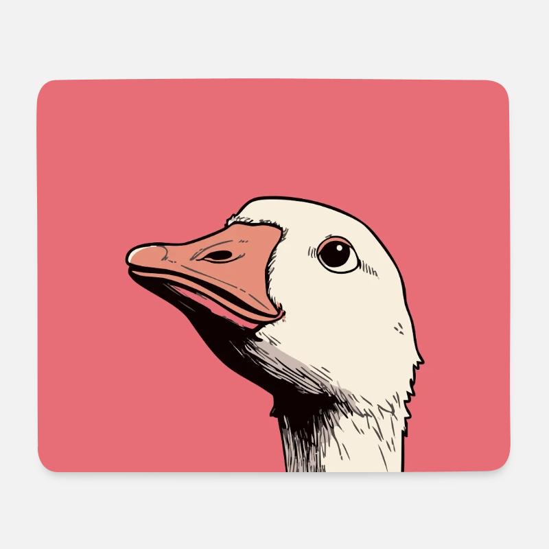 Judgmental Goose Illustration – Funny Animal Art D - Mousepad (Querformat) - Weiß