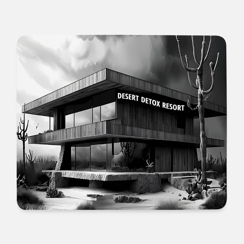 DESERT DETOX Resort – Brutalistische Architektur Sketc. - Mousepad (Querformat) - Weiß