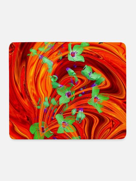 grüne Neonfeuerblume - Mousepad (Querformat) - Weiß