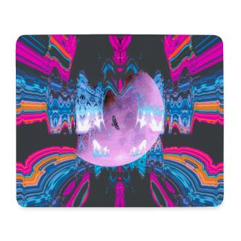 Neon Muster mit Mond und Adler im Zentrum - Mousepad (Querformat) - Weiß - Vorne