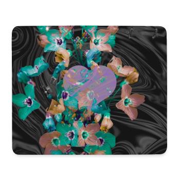 Rosa Herz umgeben von Frühlingsblumen  - Mousepad (Querformat) - Weiß - Vorne