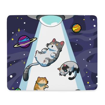 Katze UFO Entführung - Mousepad (Querformat) - Weiß - Vorne