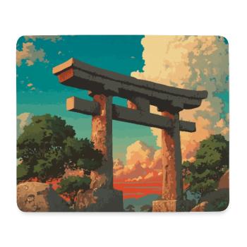 Sunset Behind Traditional Torii Gate - Mouse Pad (horizontal) - white - Front