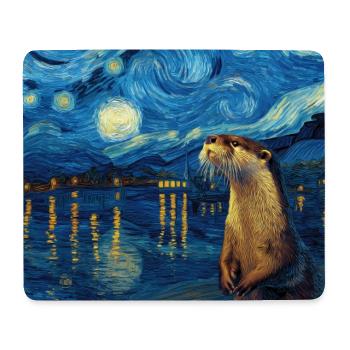 Loutre Van Gogh - Tapis de souris (format paysage) - blanc - Devant