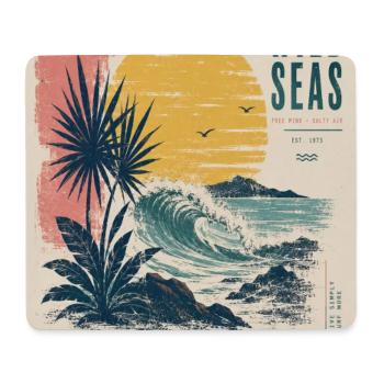 Wild Seas Sunset Retro Surf - Mouse Pad (horizontal) - white - Front